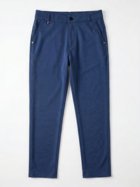 Urban Luxe Structured Slim-Fit Trousers – Navy Blue