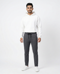 Premium Soft Twill | Slim Fit Tapered Trousers - Dark Grey