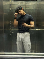 Urban Soft Ribbed Cargo | Baggy Fit Wide Leg Trousers - Stone Grey