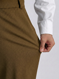 Uptown Textured Trouser | Tailored Straight Fit - Khaki