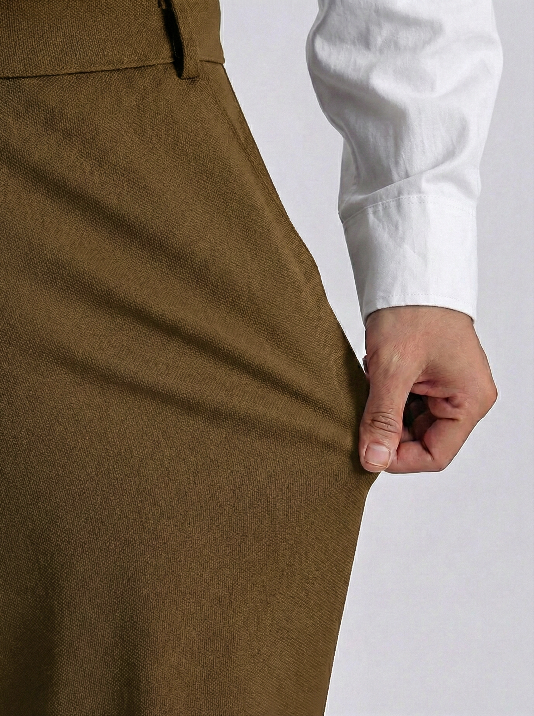 Uptown Textured Trouser | Tailored Straight Fit - Khaki
