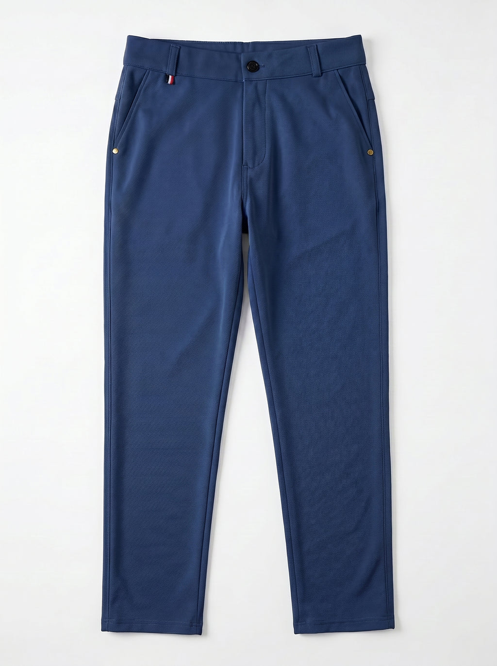 Urban Luxe Structured Slim-Fit Trousers – Navy Blue