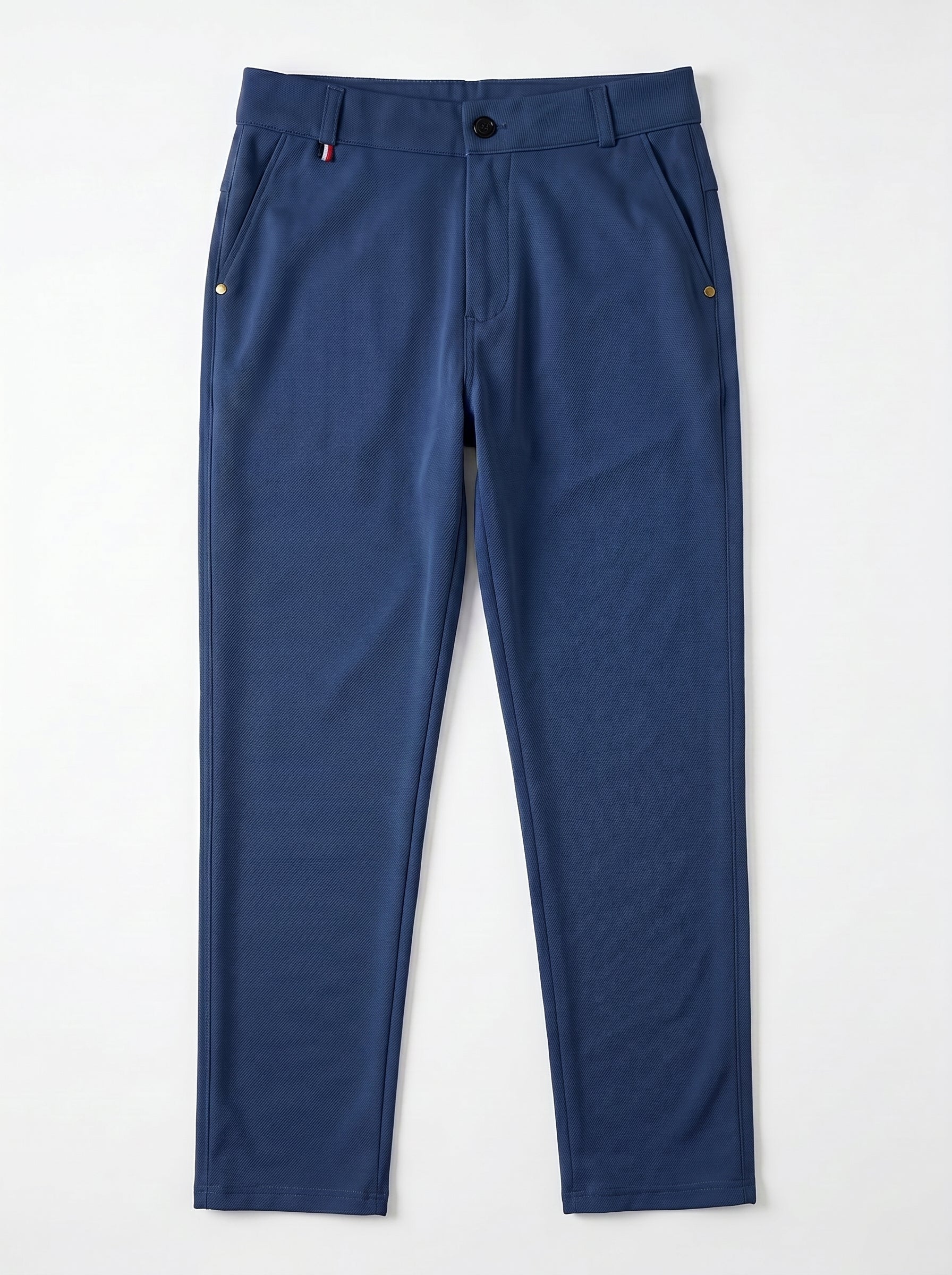 Urban Luxe Structured Slim-Fit Trousers – Navy Blue