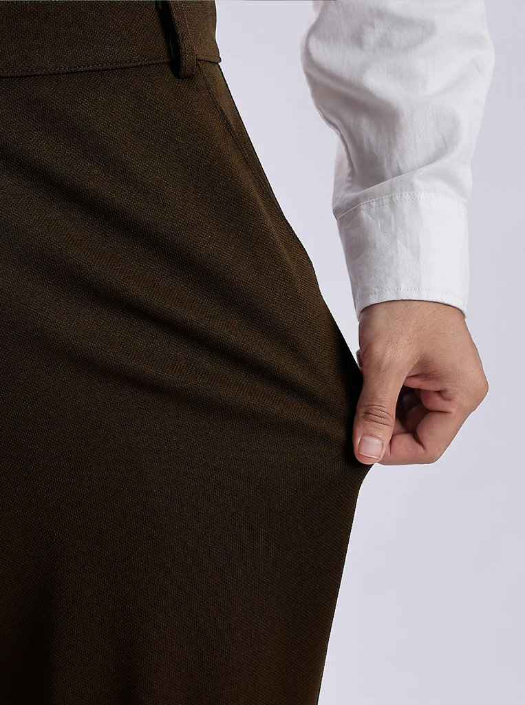 Uptown Textured Trouser | Tailored Straight Fit - Dark Chocolate