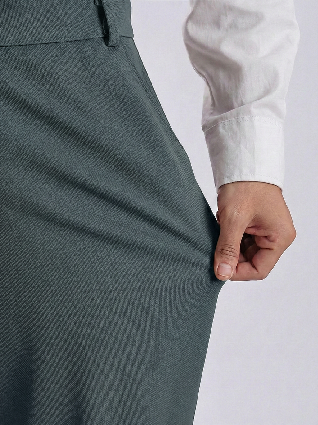 Uptown Textured Trouser | Tailored Straight Fit - Slate Blue-Grey