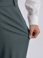 Uptown Textured Trouser | Tailored Straight Fit - Slate Blue-Grey