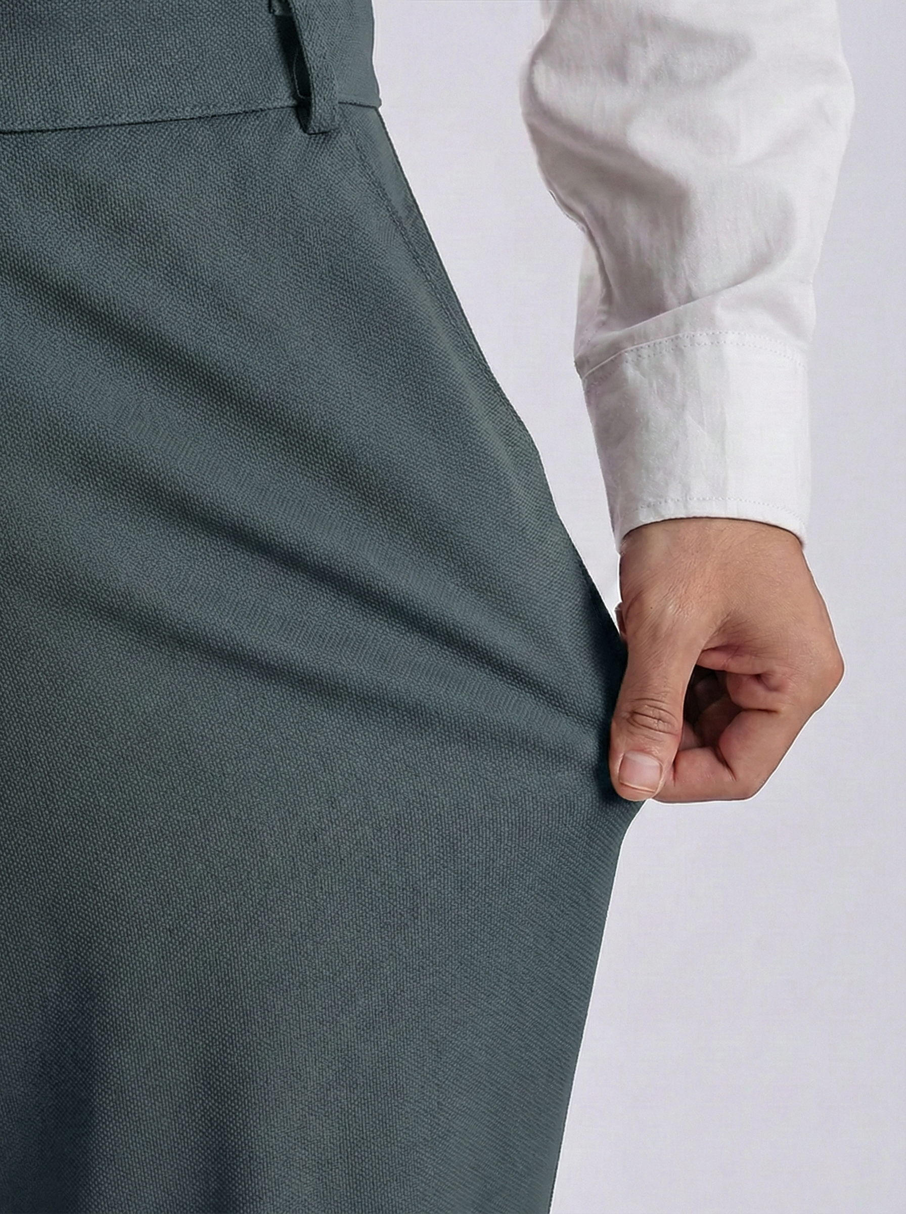 Uptown Textured Trouser | Tailored Straight Fit - Slate Blue-Grey