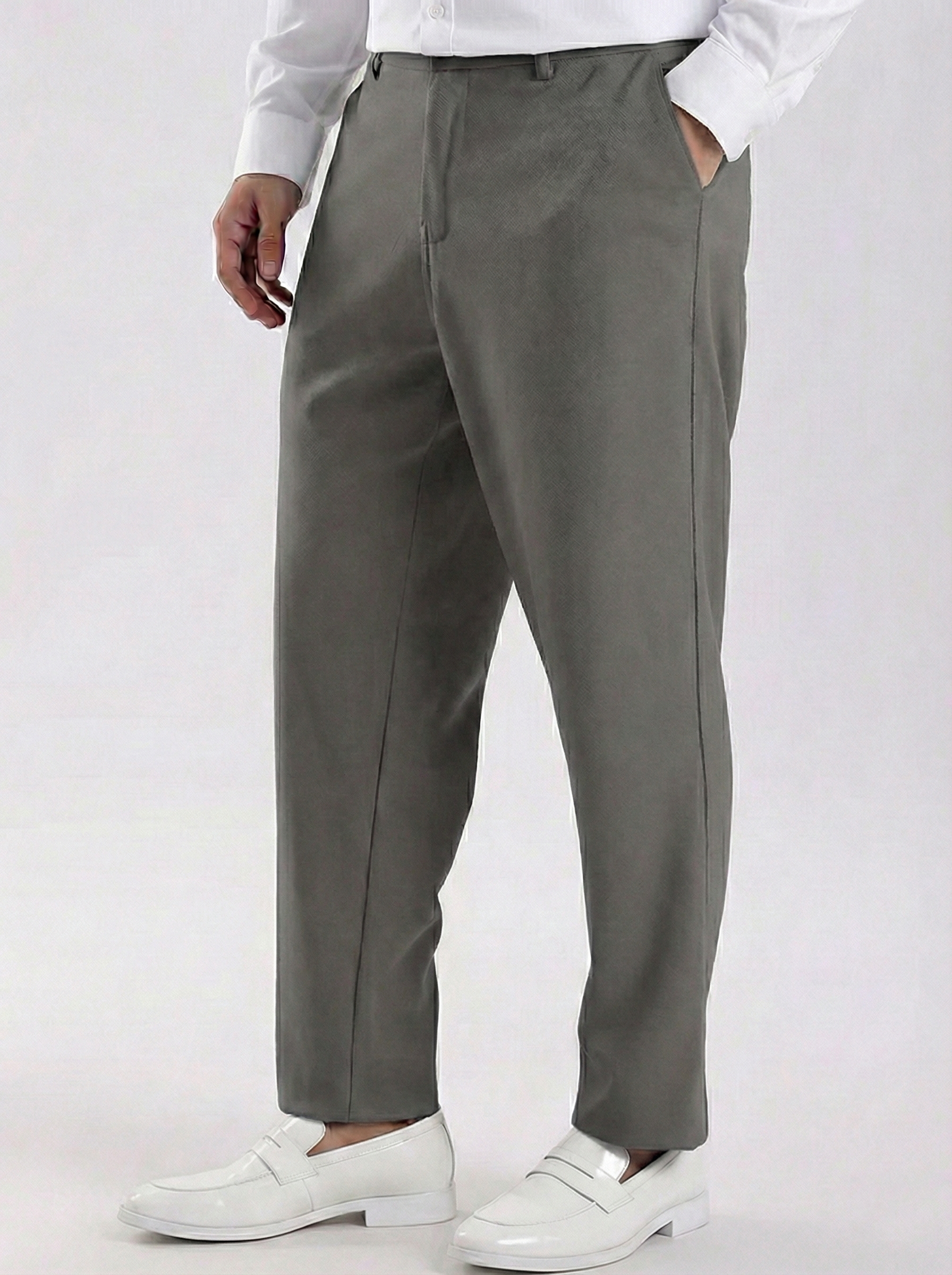 Uptown Textured Trouser | Tailored Straight Fit - Light Brown