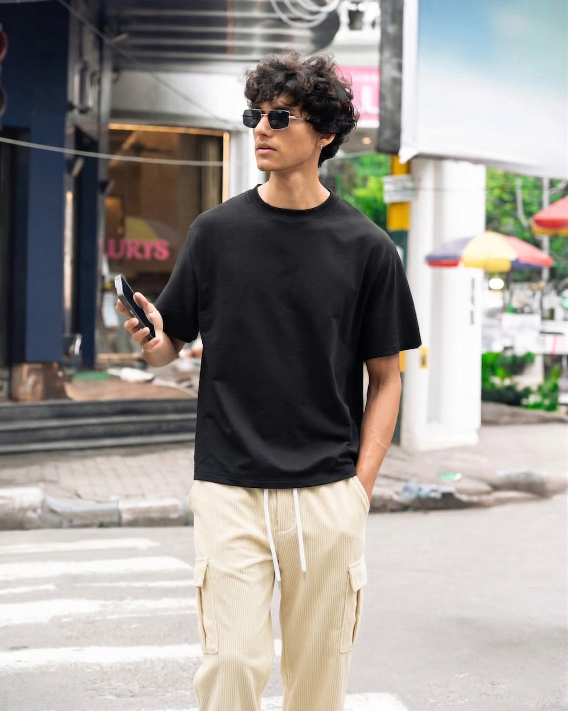Urban Soft Cord Cargo | Baggy Fit Wide Leg Trousers - Butter Cream
