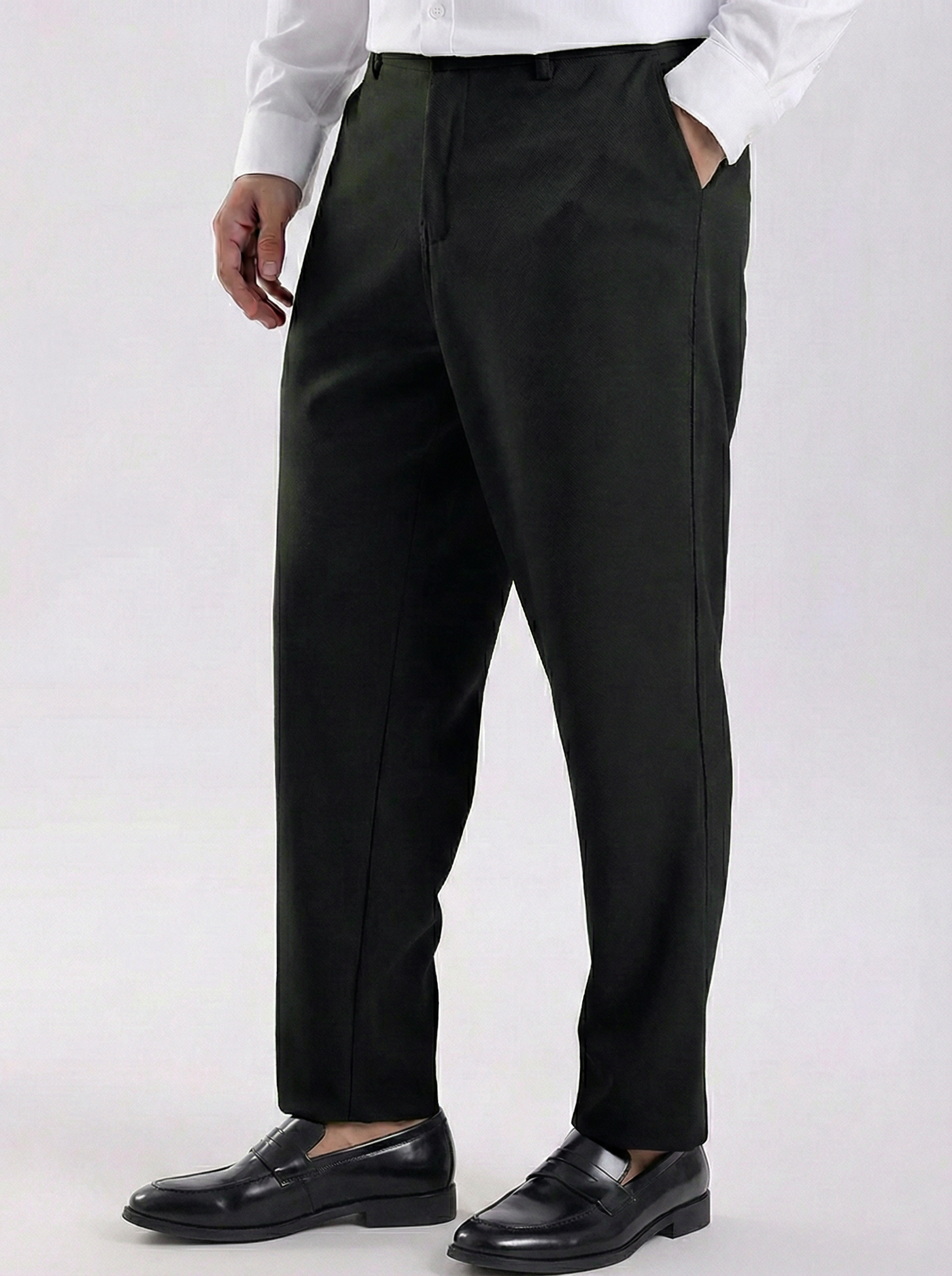 Uptown Textured Trouser | Tailored Straight Fit - Black