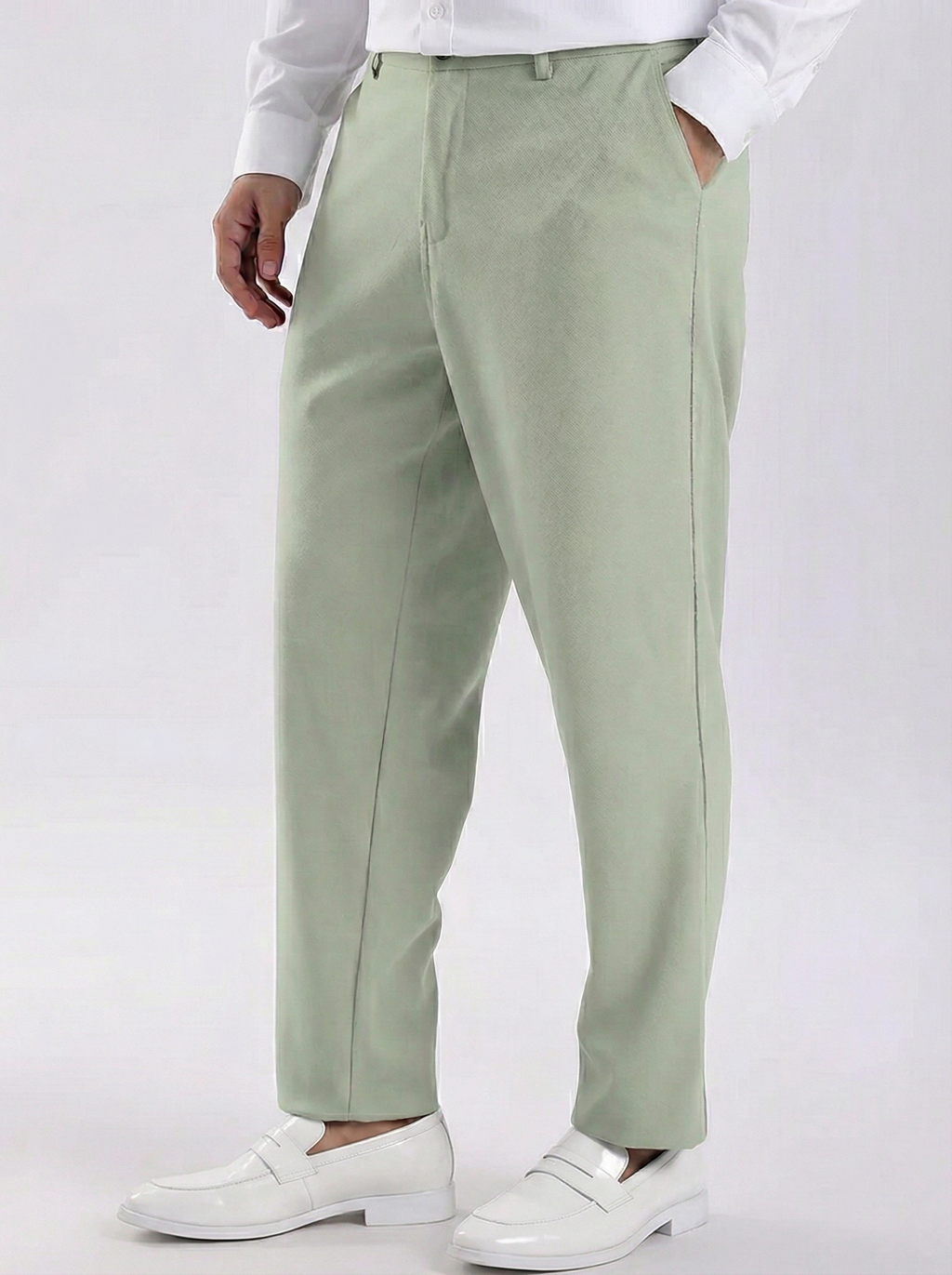 Uptown Textured Trouser | Tailored Straight Fit - Pistachio