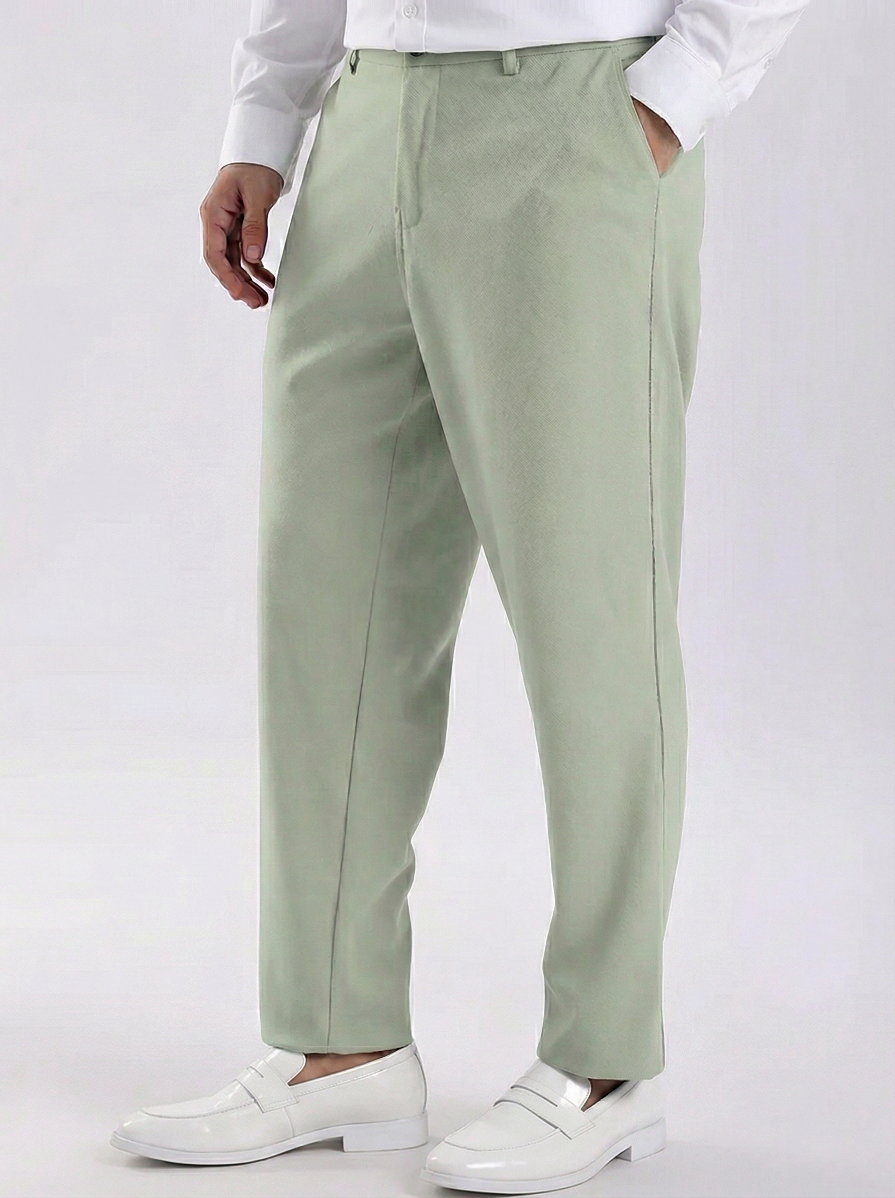 Uptown Textured Trouser | Tailored Straight Fit - Pistachio