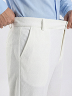 Uptown Textured Trouser | Tailored Straight Fit - White