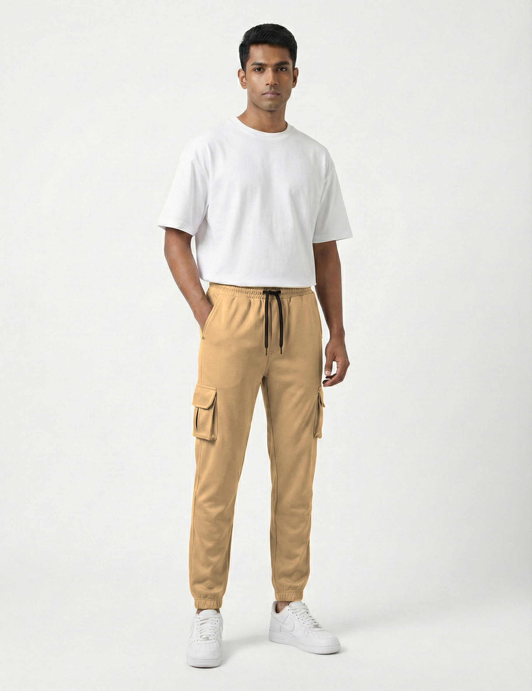 Urban Twill Cargo Jogger | Tapered Fit Utility Pants - Khaki