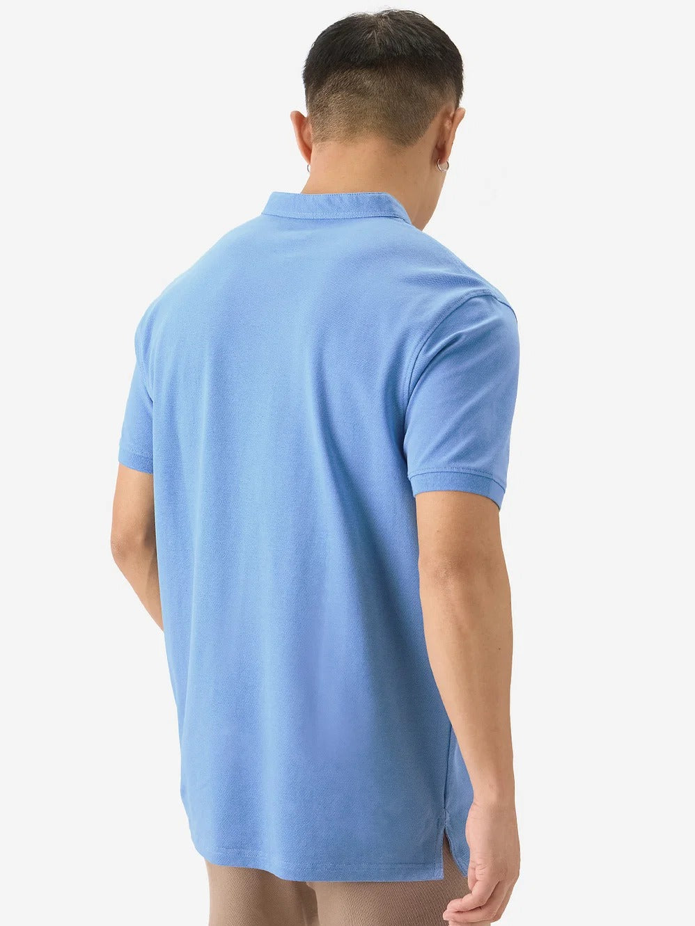 LooFoN Slim Fit Men's Mandarin collar Sky Blue T-Shirt