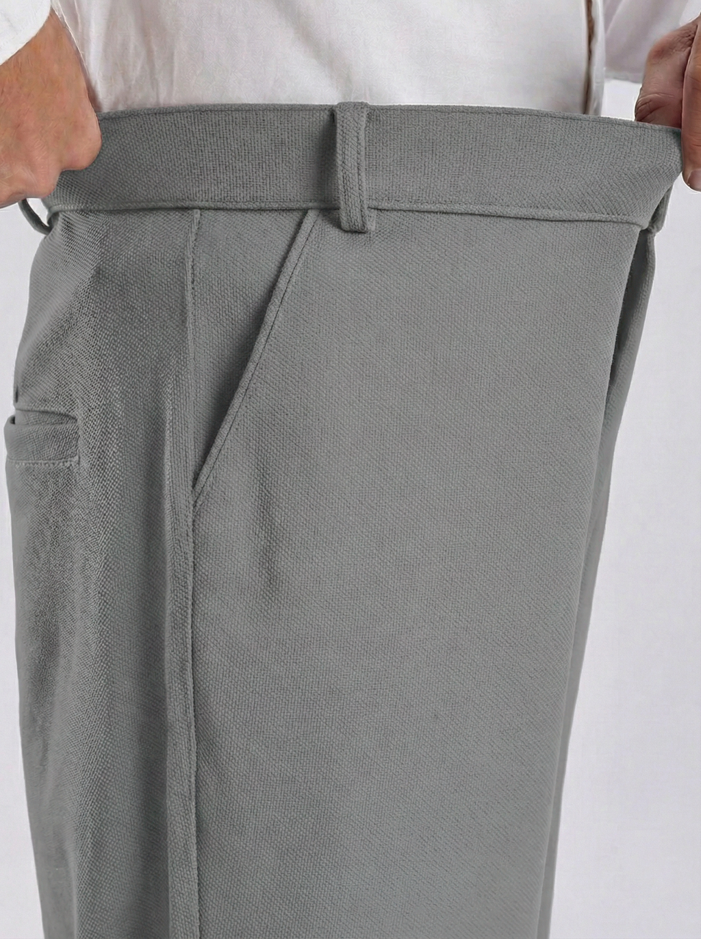Uptown Textured Trouser | Tailored Straight Fit - Light Grey