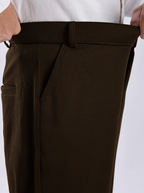 Uptown Textured Trouser | Tailored Straight Fit - Dark Chocolate