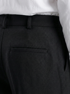 Uptown Textured Trouser | Tailored Straight Fit - Black