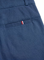 Urban Luxe Structured Slim-Fit Trousers – Navy Blue