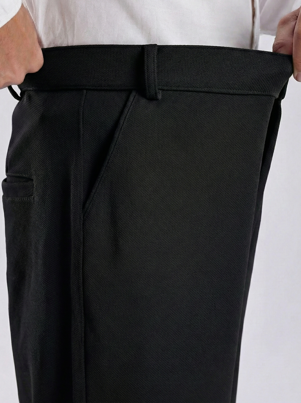 Uptown Textured Trouser | Tailored Straight Fit - Black