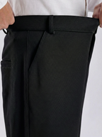 Uptown Textured Trouser | Tailored Straight Fit - Black