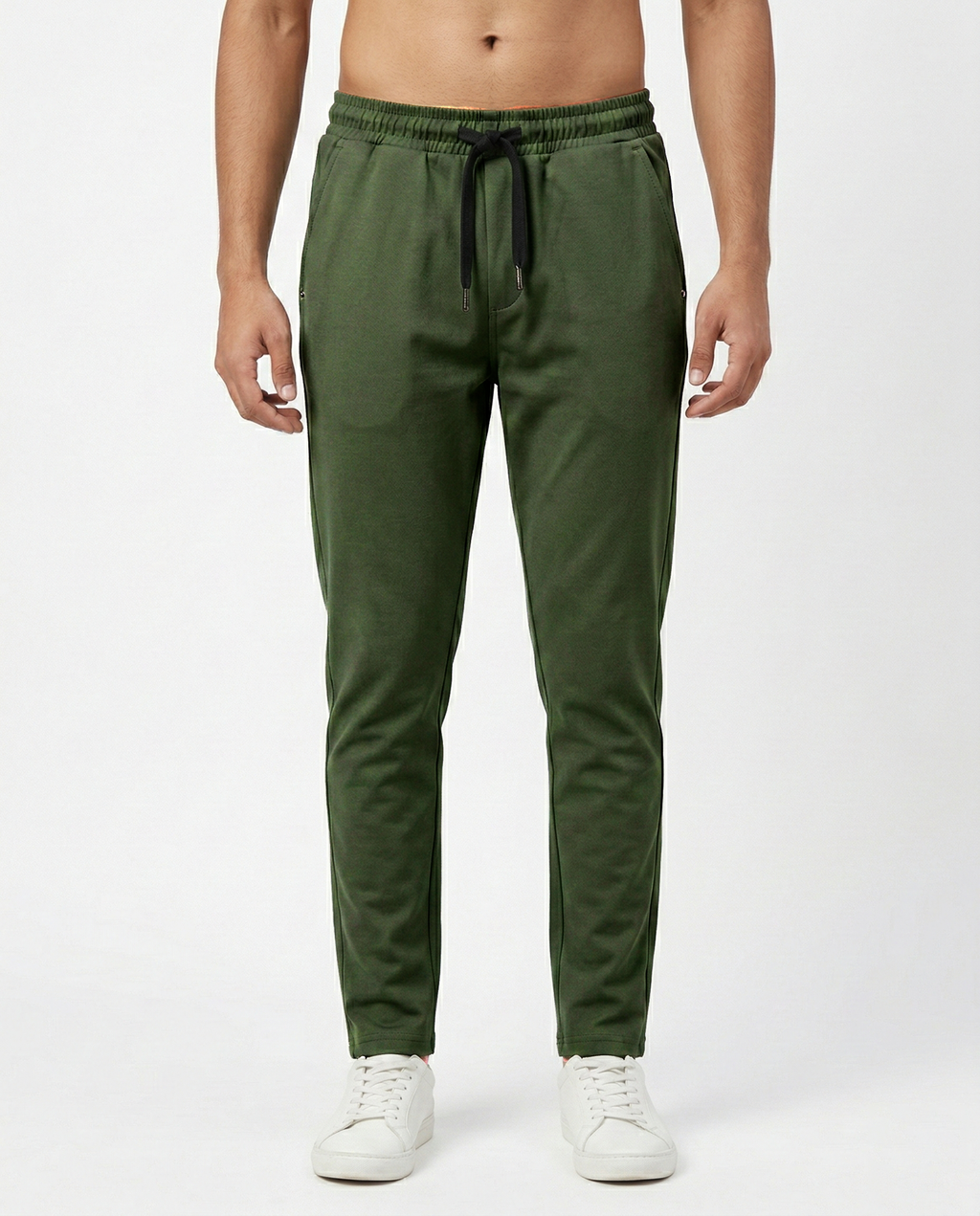 Premium Soft Twill | Slim Fit Tapered Trousers - Olive Green