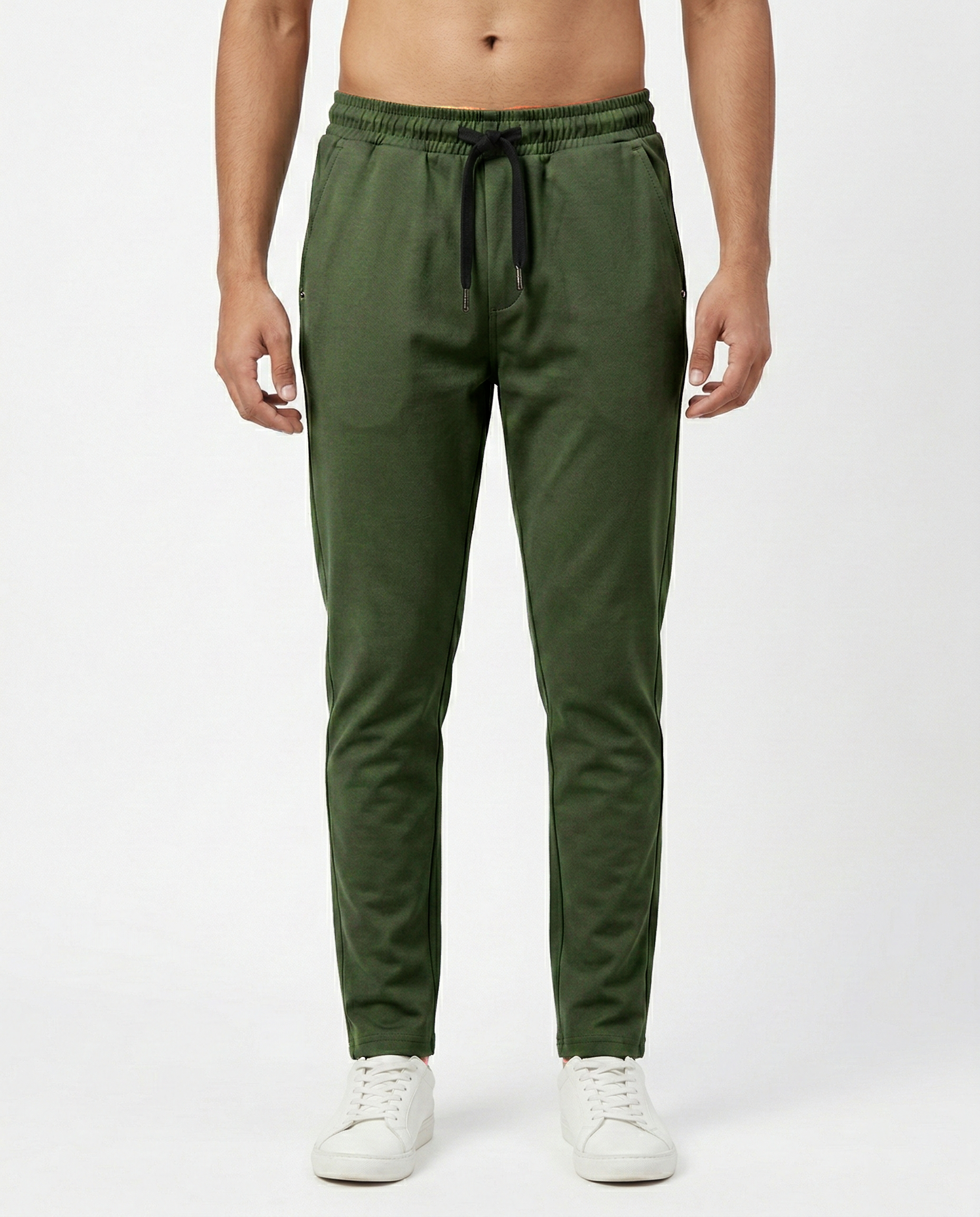 Premium Soft Twill | Slim Fit Tapered Trousers - Olive Green