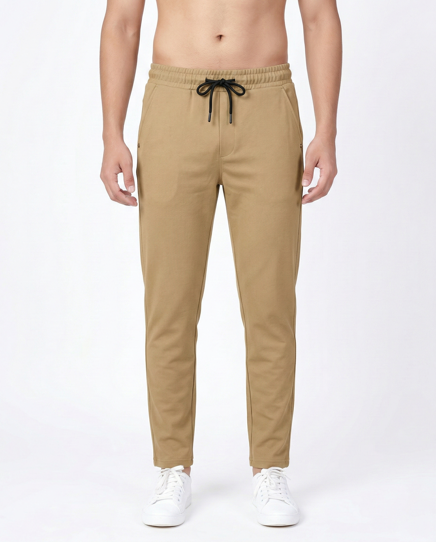 Premium Soft Twill | Slim Fit Tapered Trousers - Khaki