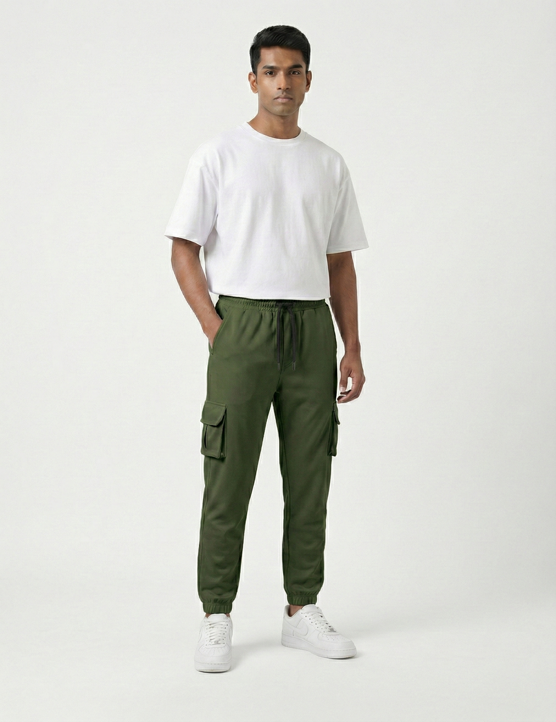 Urban Twill Cargo Jogger | Tapered Fit Utility Pants - Olive Green