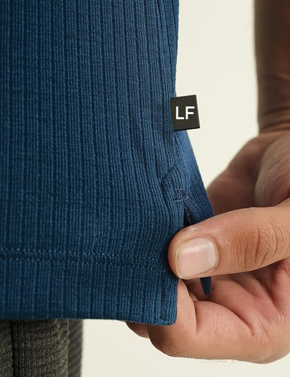 LooFoN Slim Fit Men's Round Nack Teal T-Shirt with Ribb Texture Fabric