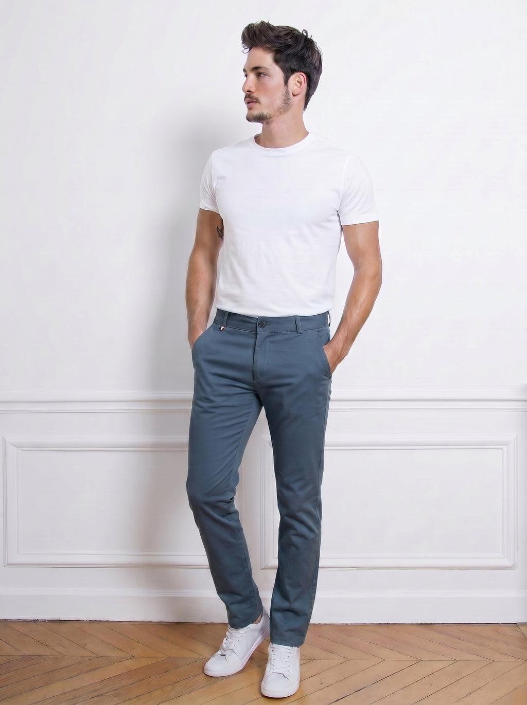 Urban Luxe Structured Slim-Fit Trousers – Slate Grey