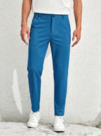 Urban Luxe Structured Slim-Fit Trousers – Peacock Blue