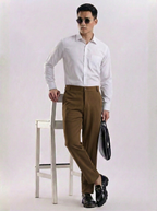 Uptown Textured Trouser | Tailored Straight Fit - Khaki