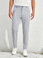 Urban Luxe Structured Slim-Fit Trousers – Stone Grey