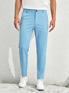 Urban Luxe Structured Slim-Fit Trousers – Sky Blue