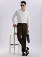 Uptown Textured Trouser | Tailored Straight Fit - Dark Chocolate