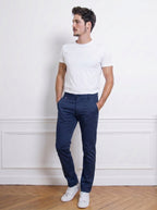 Urban Luxe Structured Slim-Fit Trousers – Navy Blue