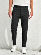 Urban Luxe Structured Slim-Fit Trousers – Jet Black