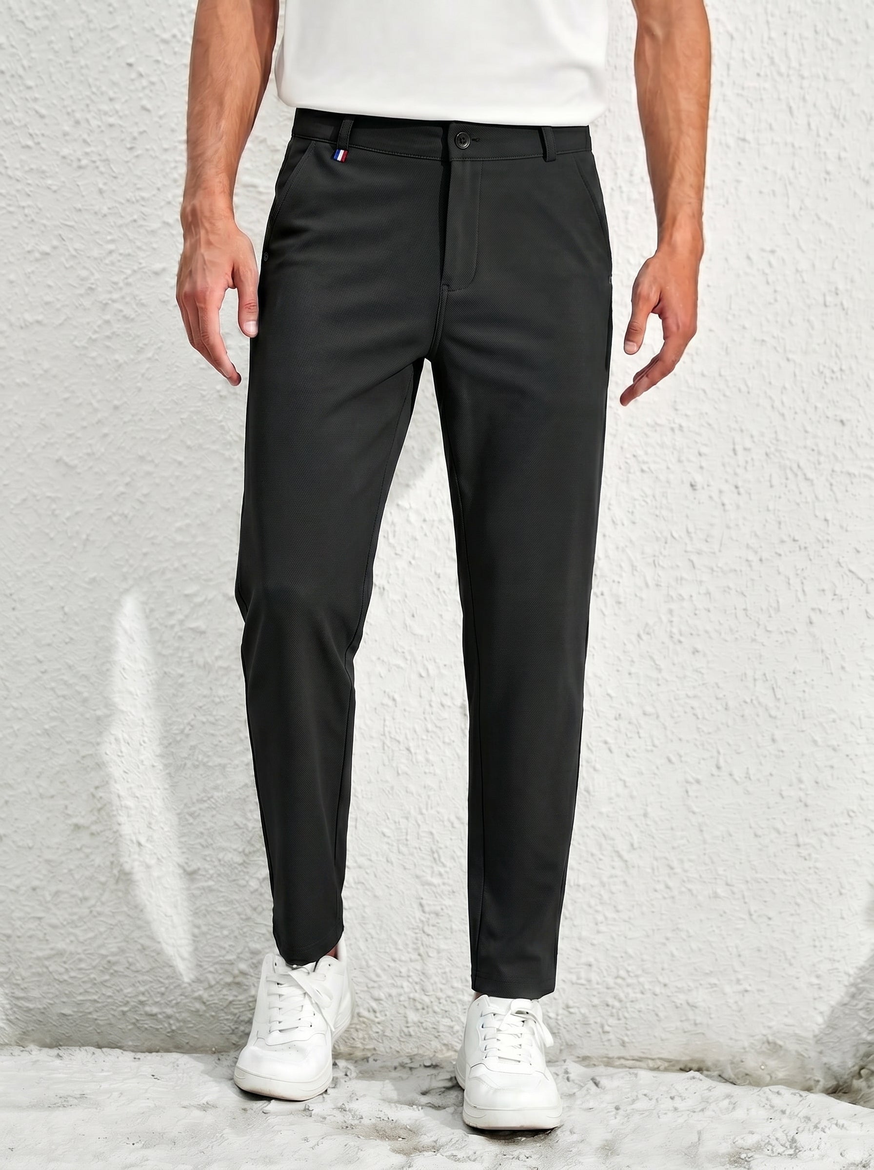 Urban Luxe Structured Slim-Fit Trousers – Jet Black