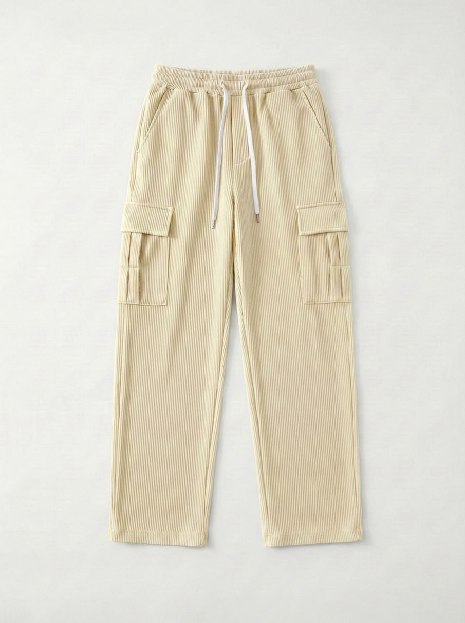 Urban Soft Cord Cargo | Baggy Fit Wide Leg Trousers - Butter Cream