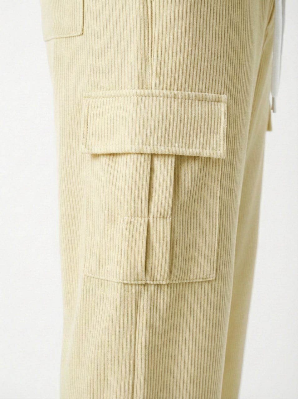 Urban Soft Cord Cargo | Baggy Fit Wide Leg Trousers - Butter Cream