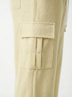 Urban Soft Cord Cargo | Baggy Fit Wide Leg Trousers - Butter Cream