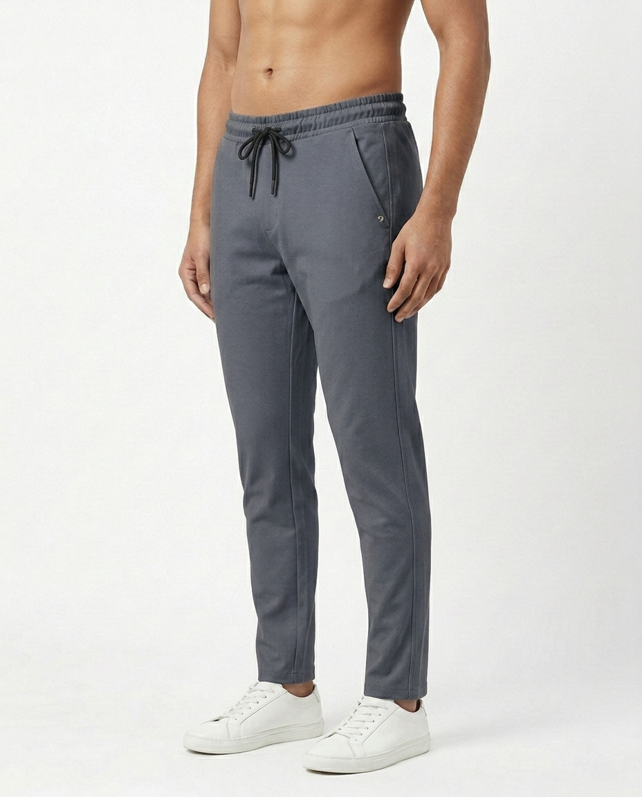 Premium Soft Twill | Slim Fit Tapered Trousers - Dark Grey