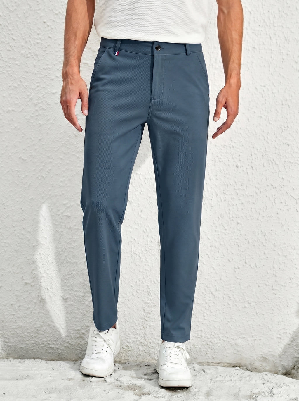 Urban Luxe Structured Slim-Fit Trousers – Slate Grey
