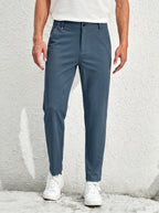 Urban Luxe Structured Slim-Fit Trousers – Slate Grey