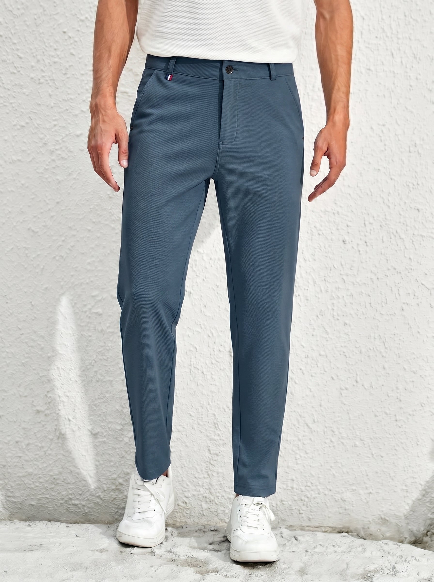 Urban Luxe Structured Slim-Fit Trousers – Slate Grey