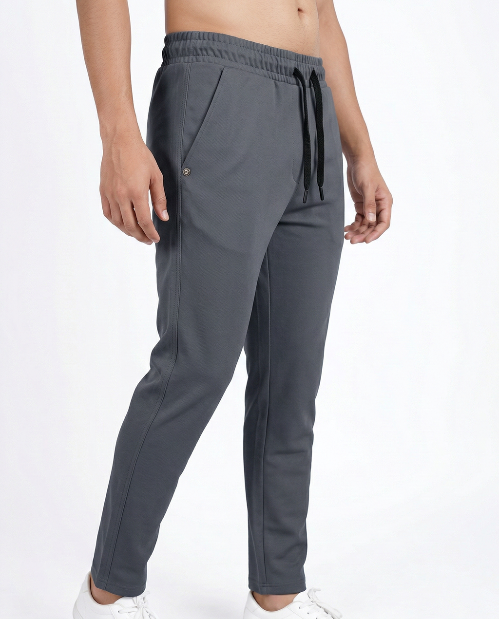 Premium Soft Twill | Slim Fit Tapered Trousers - Dark Grey