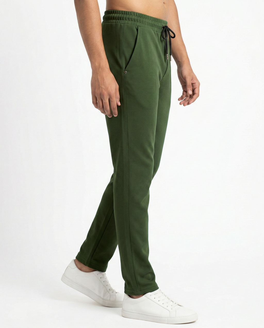 Premium Soft Twill | Slim Fit Tapered Trousers - Olive Green