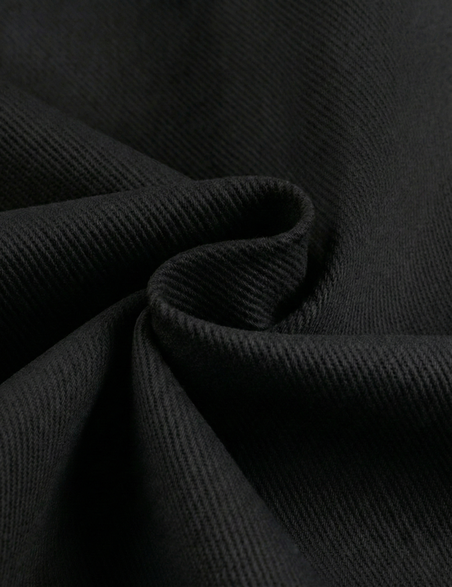 Premium Soft Twill | Slim Fit Tapered Trousers - Jet Black