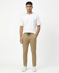 Premium Soft Twill | Slim Fit Tapered Trousers - Khaki